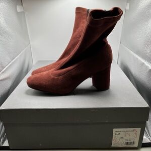 Aquatalia Brianna Boots  6M Suede Leather Bootie Heel Zip Weatherproof NWB 2404